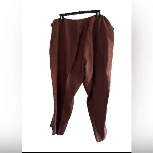 Eileen Fisher 100% cropped linen side zipper pants L, Brown, great condition! - Picture 2 of 6